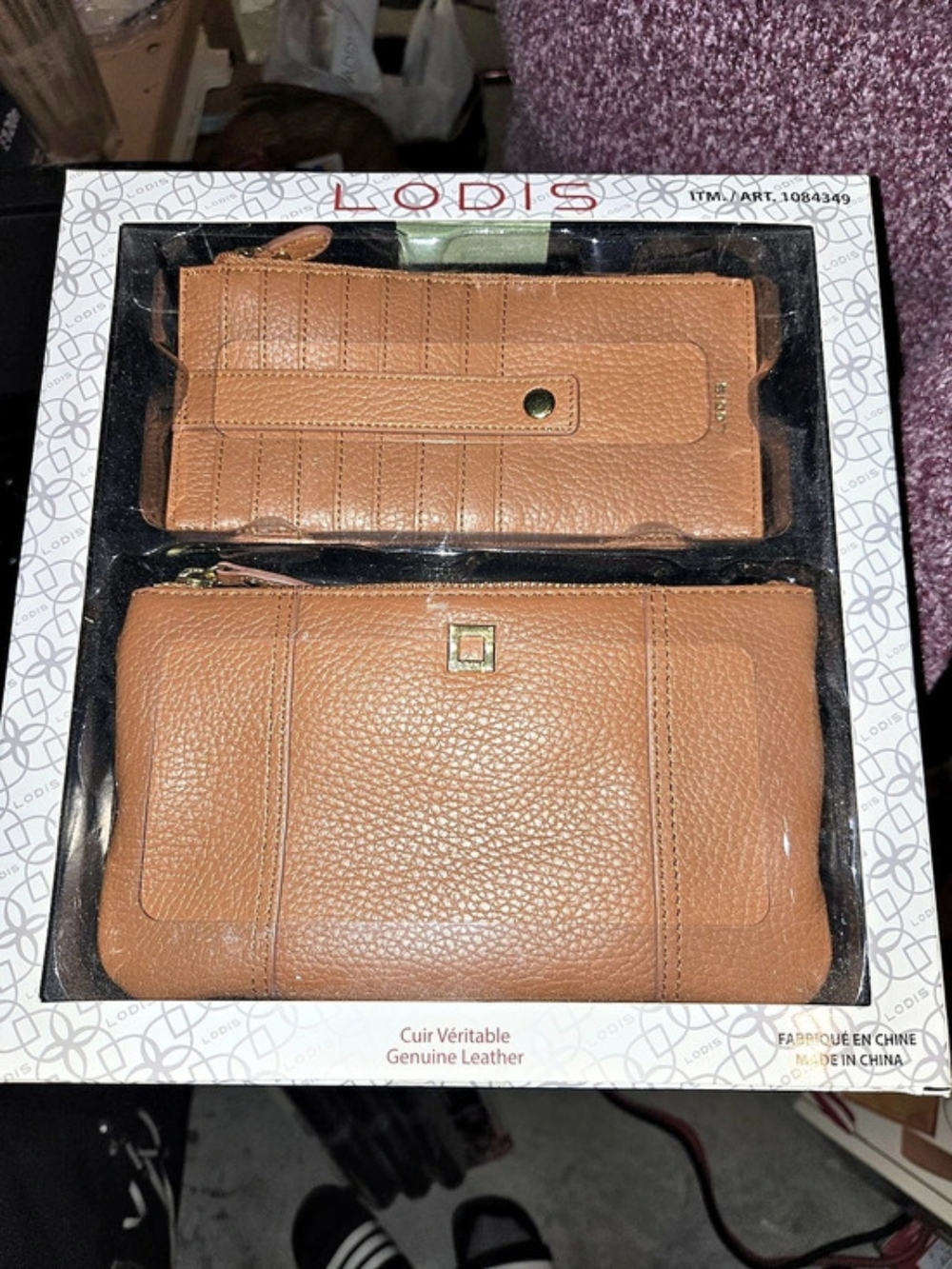 Lodis Olivia Leather Wristlet and Wallet Combo Set Brown